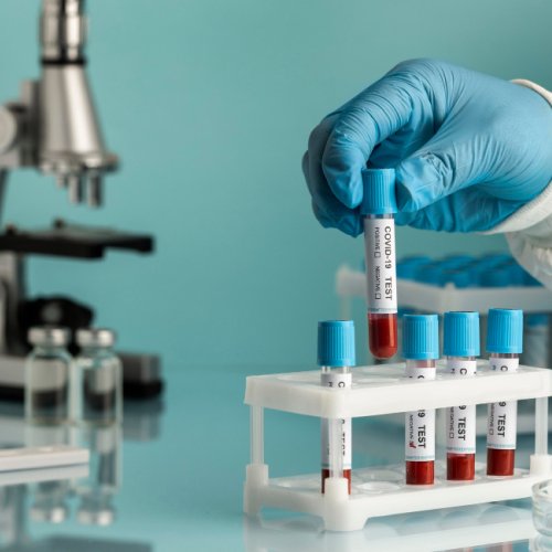 Veterinarian using advanced lab tests to diagnose pet health complications at Cornwall Animal Hospital in Oakville